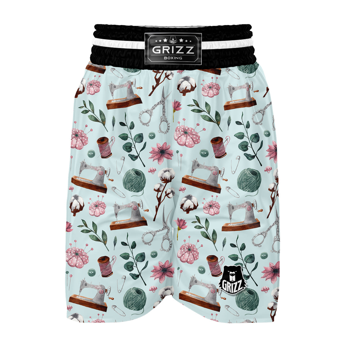 Sewing Pattern Print Boxing Shorts-grizzshop