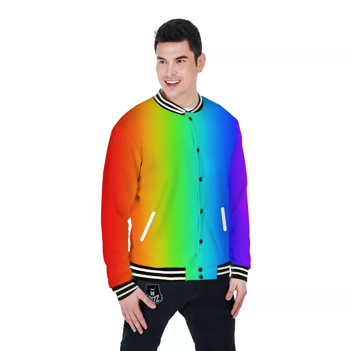 Shades Rainbow Print Pattern Baseball Jacket-grizzshop