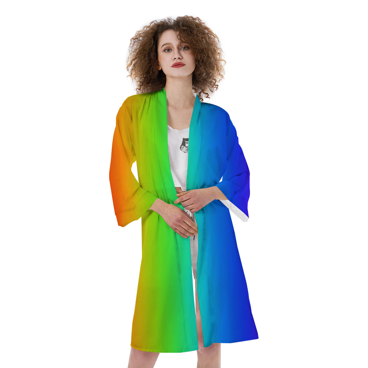 Shades Rainbow Print Pattern Kimono-grizzshop