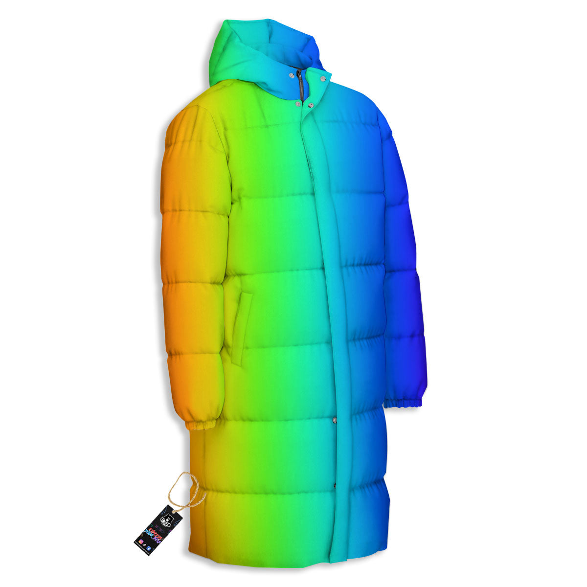 Shades Rainbow Print Pattern Long Down Jacket-grizzshop