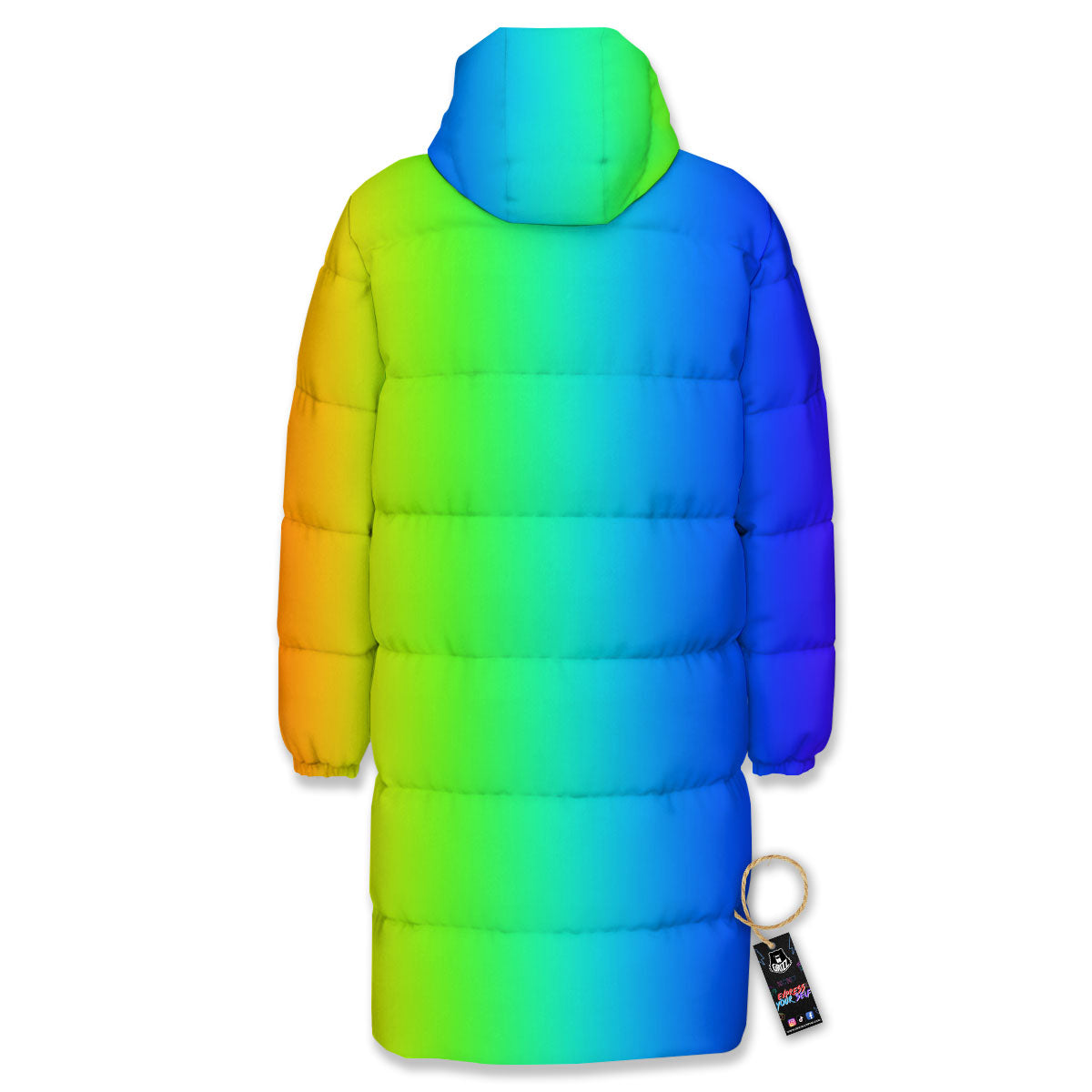 Shades Rainbow Print Pattern Long Down Jacket-grizzshop