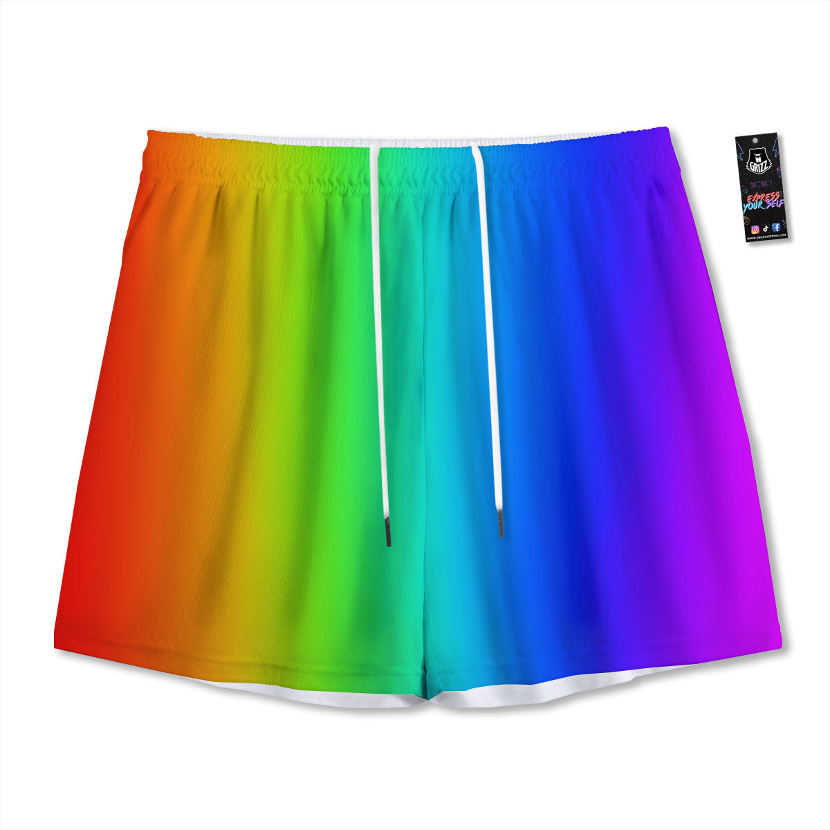Shades Rainbow Print Pattern Mesh Shorts