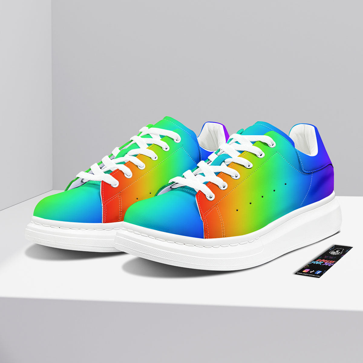 Shades Rainbow Print Pattern Platform Shoes-grizzshop