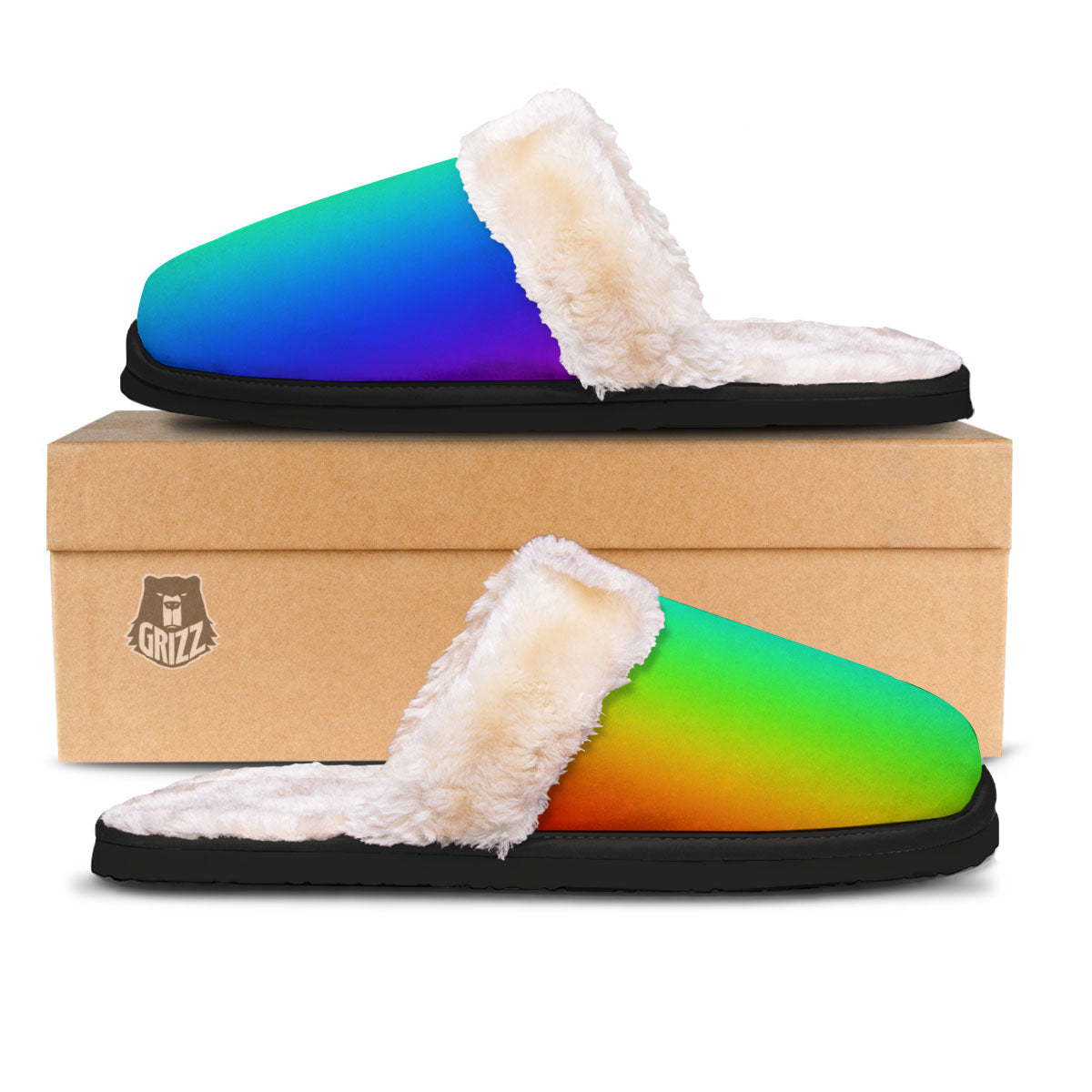 Shades Rainbow Print Pattern Slippers-grizzshop