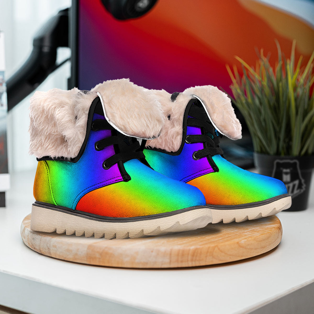 Shades Rainbow Print Pattern Snow Boots-grizzshop