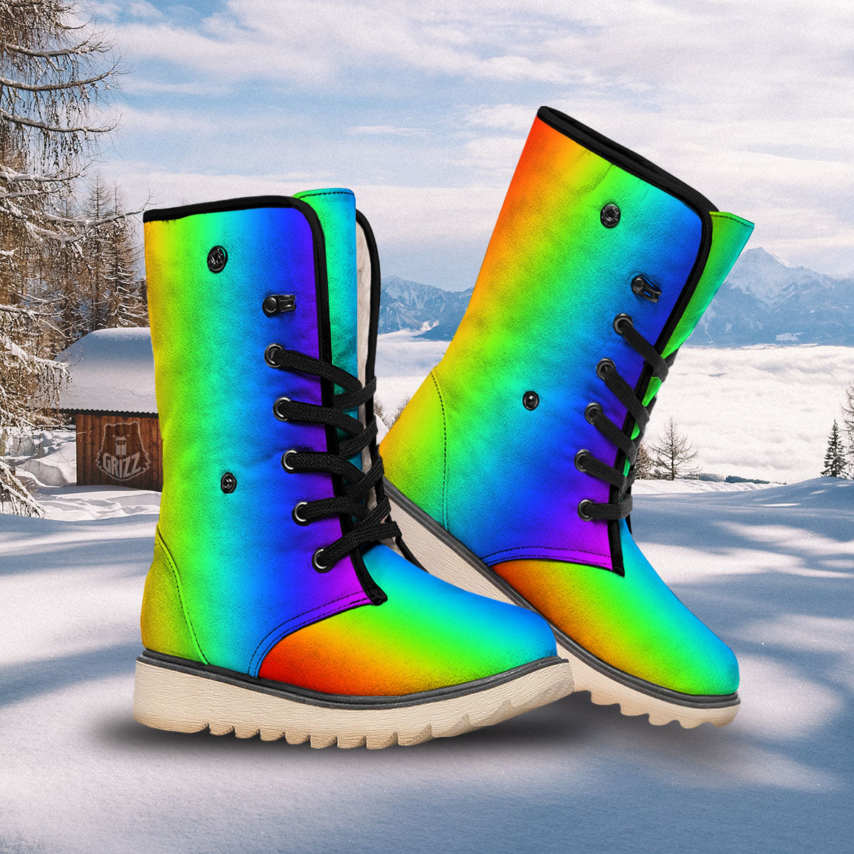 Shades Rainbow Print Pattern Snow Boots-grizzshop