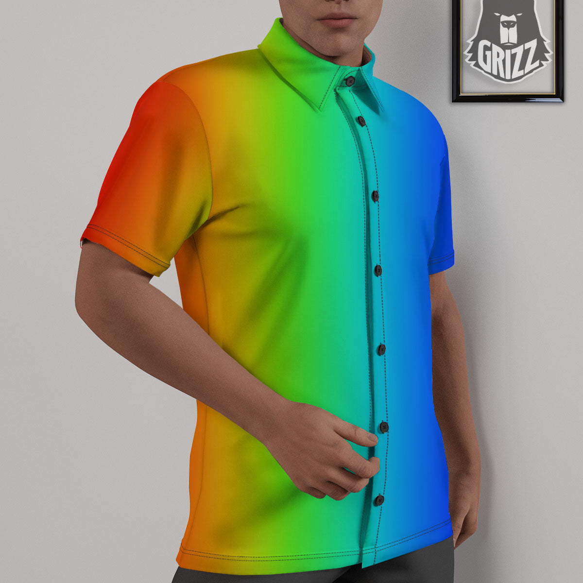 Shades Rainbow Print Pattern Untucked Shirts-grizzshop