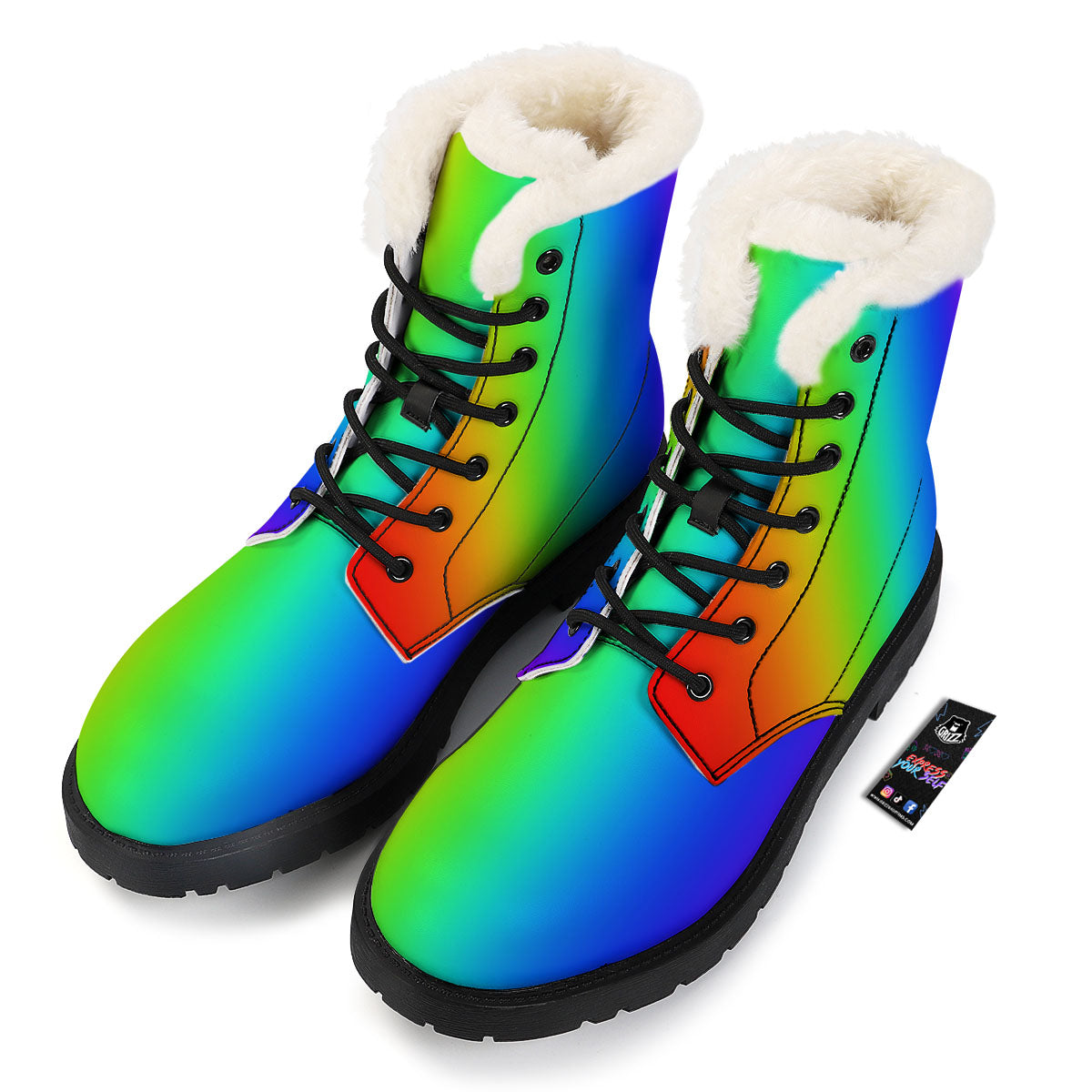 Shades Rainbow Print Pattern Winter Boots-grizzshop