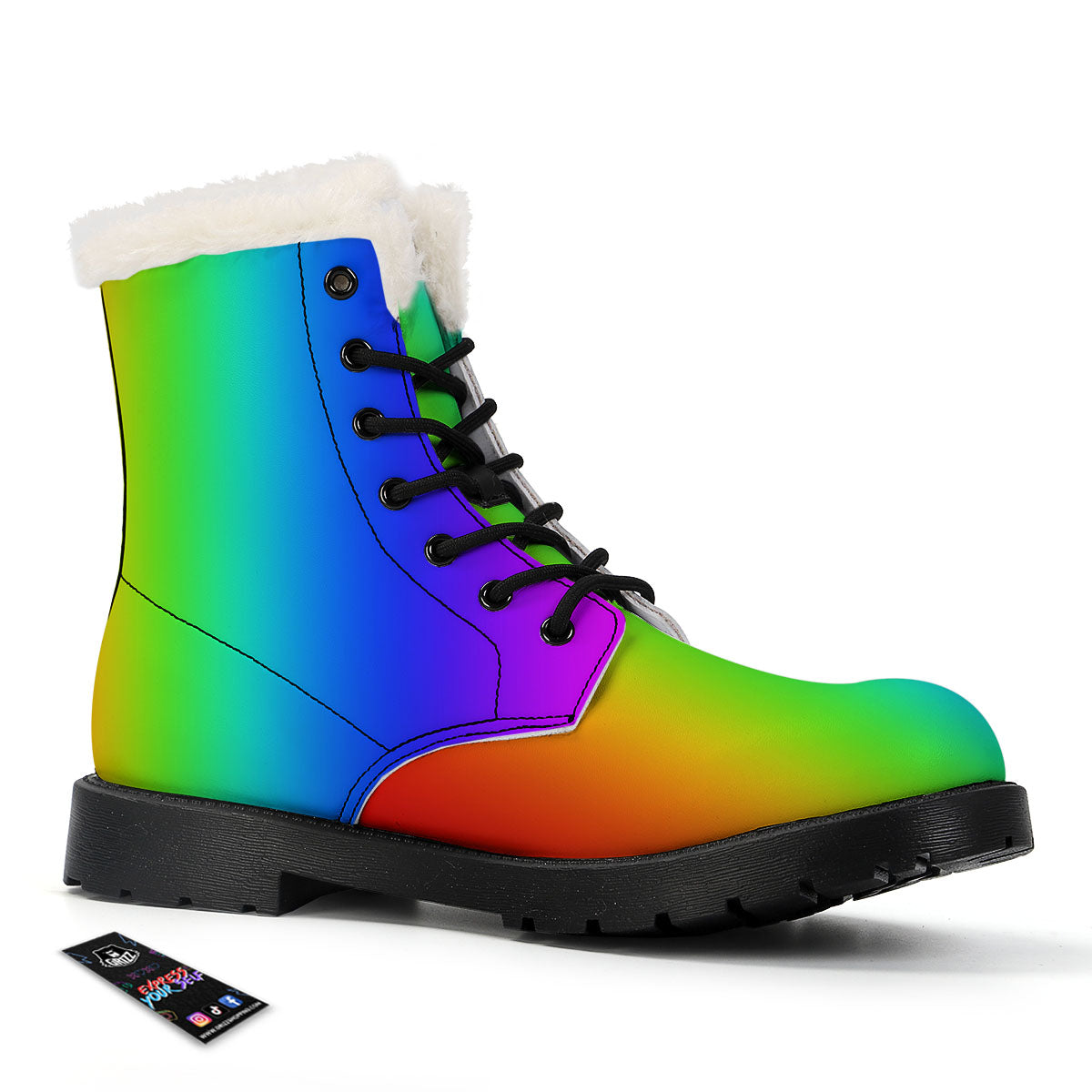 Shades Rainbow Print Pattern Winter Boots-grizzshop