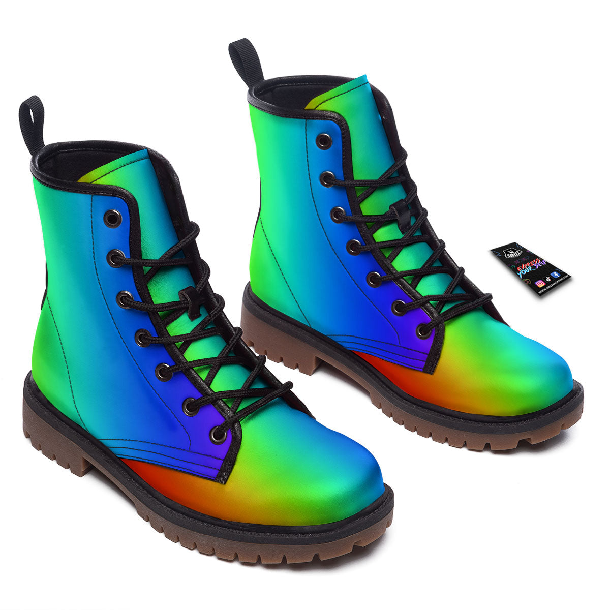Shades Rainbow Print Pattern Work Boots-grizzshop