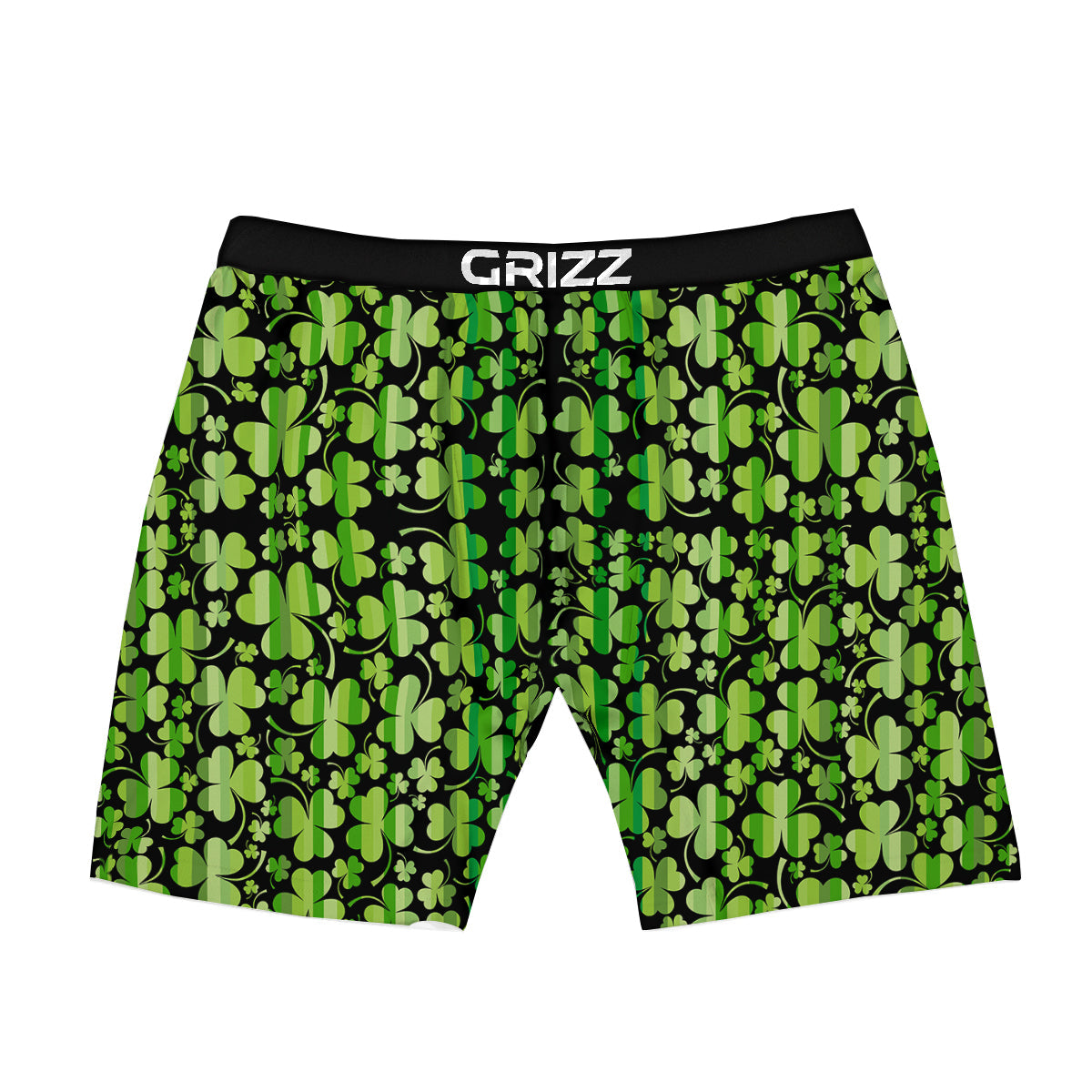 Shamrock Green And Black Print Pattern Boxer Briefs-grizzshop