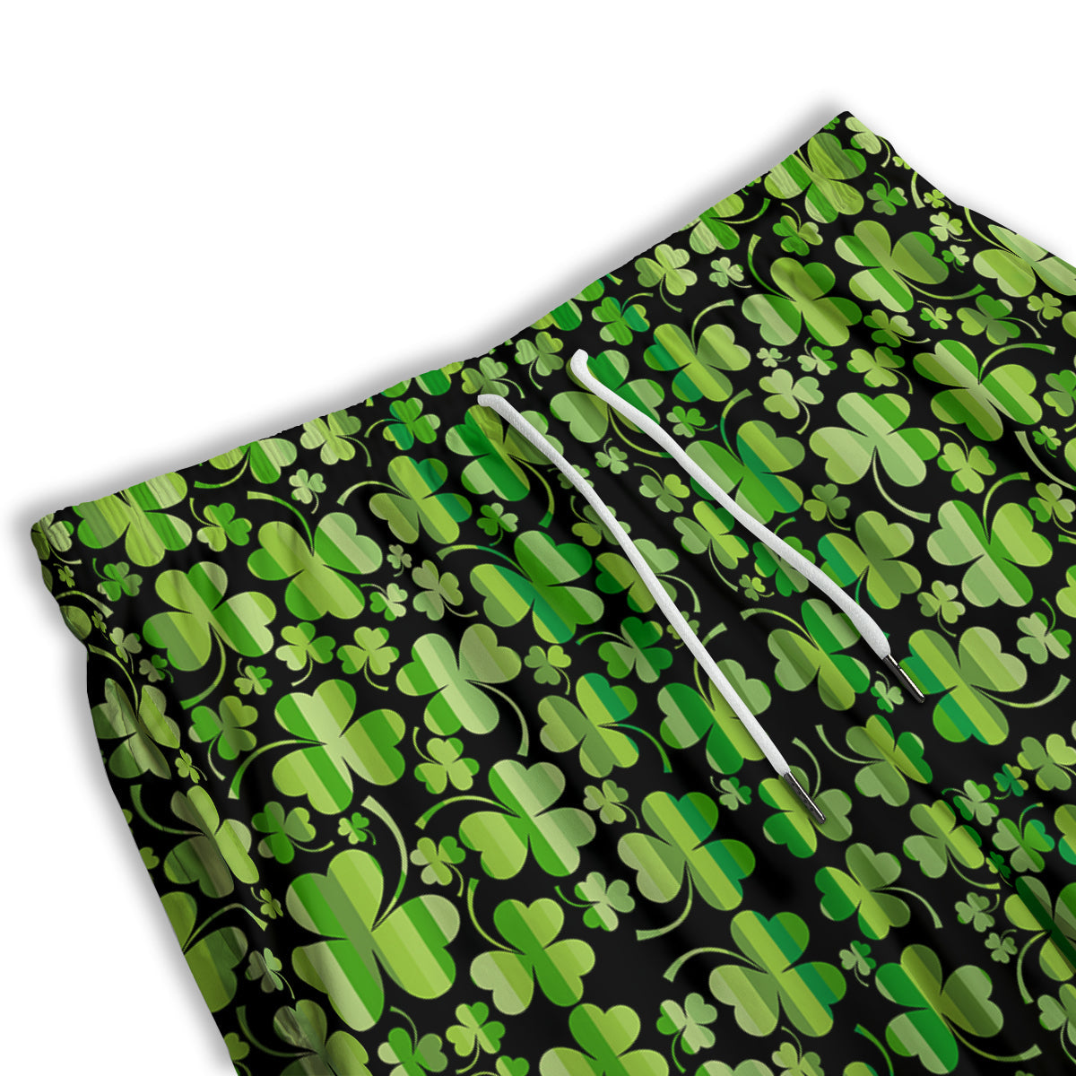 Shamrock Green And Black Print Pattern Men's Athletic Shorts