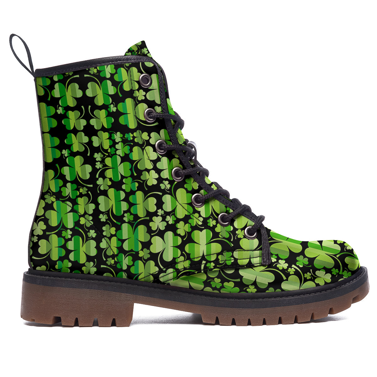 Shamrock Green And Black Print Pattern Work Boots-grizzshop