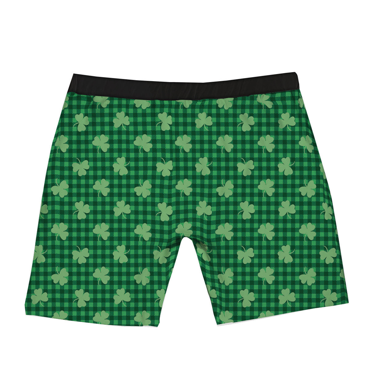 Shamrock Green Plaid Print Pattern Boxer Briefs-grizzshop