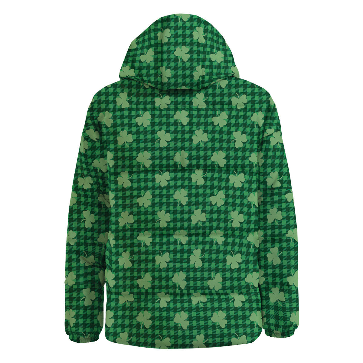 Shamrock Green Plaid Print Pattern Down Jacket-grizzshop