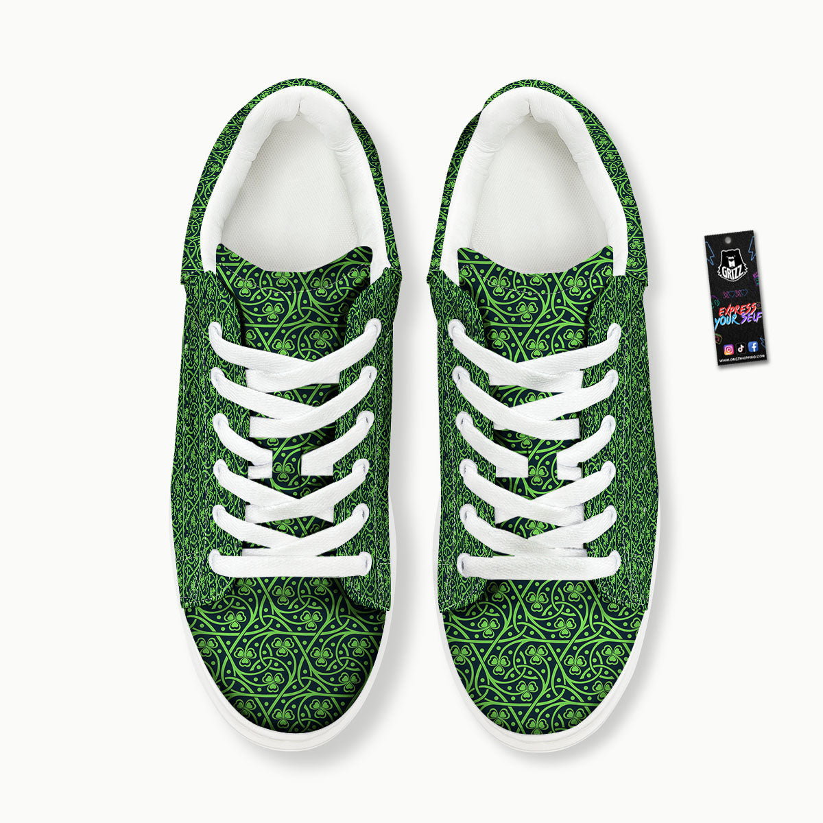 Shamrock Irish Print Pattern Platform Shoes-grizzshop