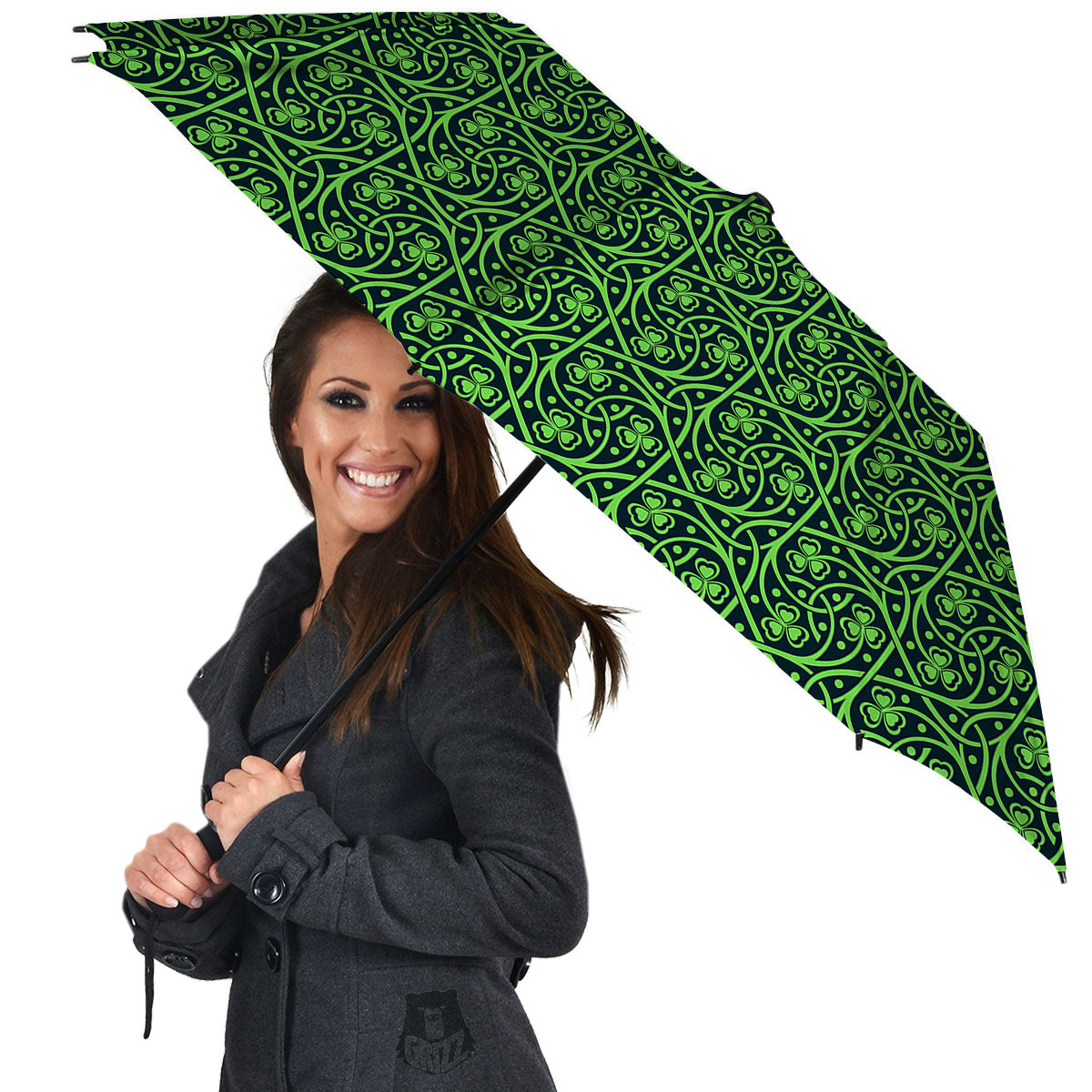 Shamrock Irish Print Pattern Umbrella-grizzshop
