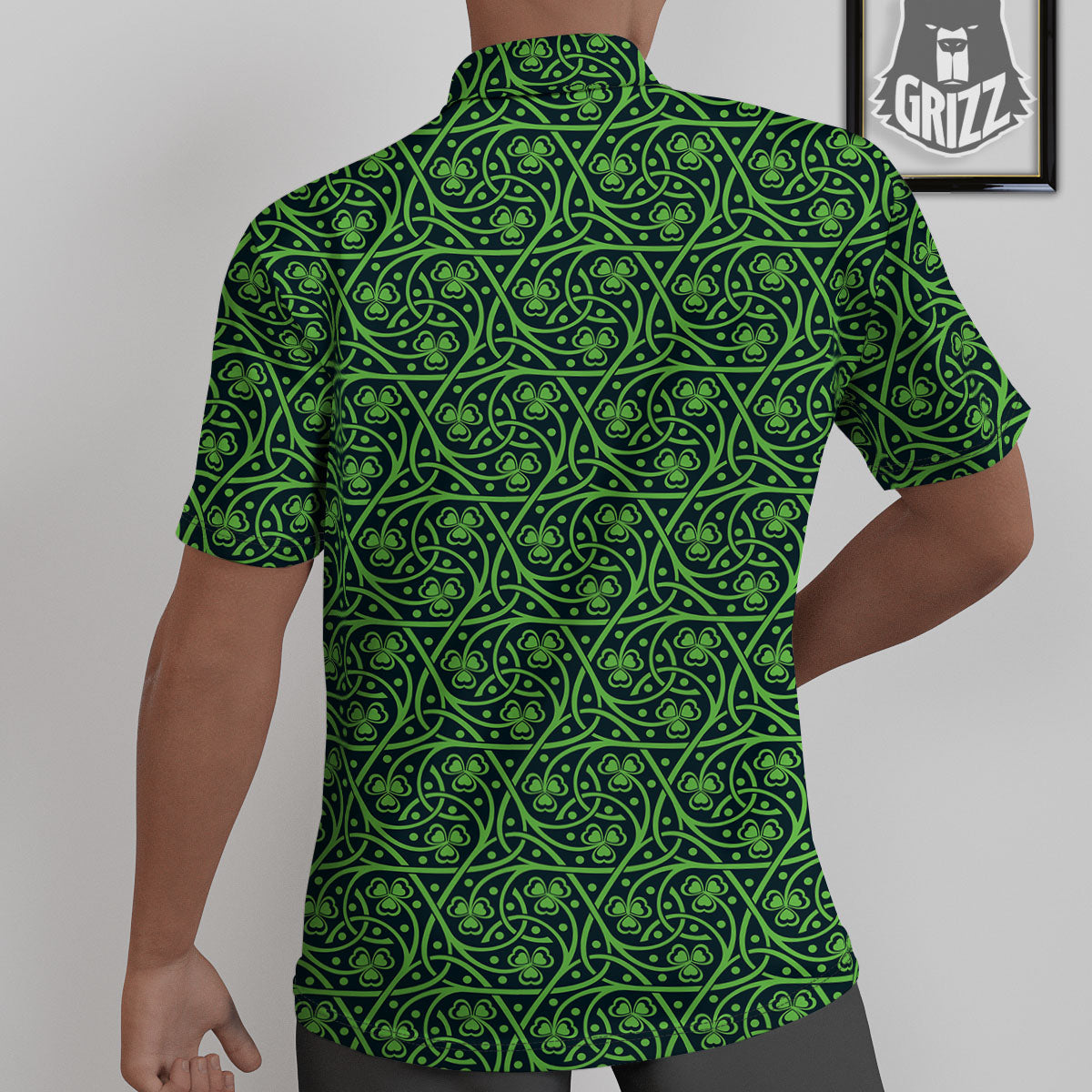 Shamrock Irish Print Pattern Untucked Shirts-grizzshop