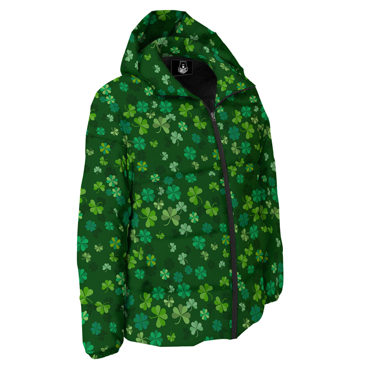 Shamrock Leaf Green Print Pattern Down Jacket-grizzshop