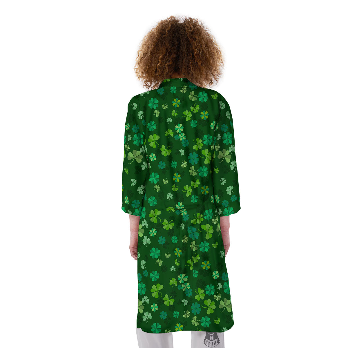 Shamrock Leaf Green Print Pattern Kimono-grizzshop