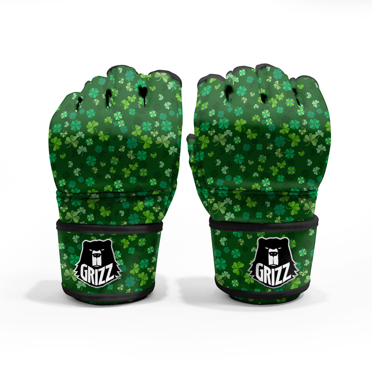 Shamrock Leaf Green Print Pattern MMA Gloves-grizzshop