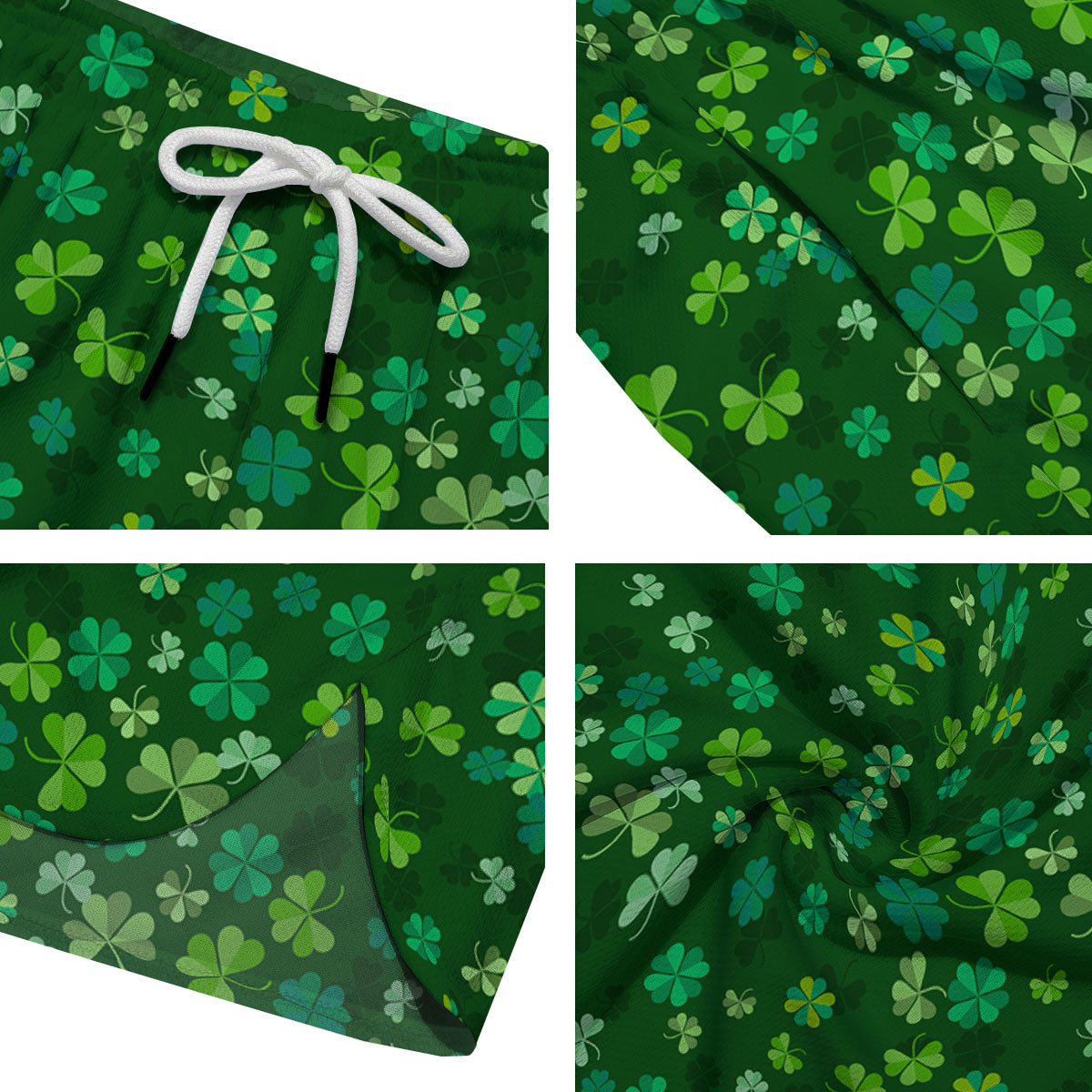 Shamrock Leaf Green Print Pattern Men's Running Shorts-grizzshop