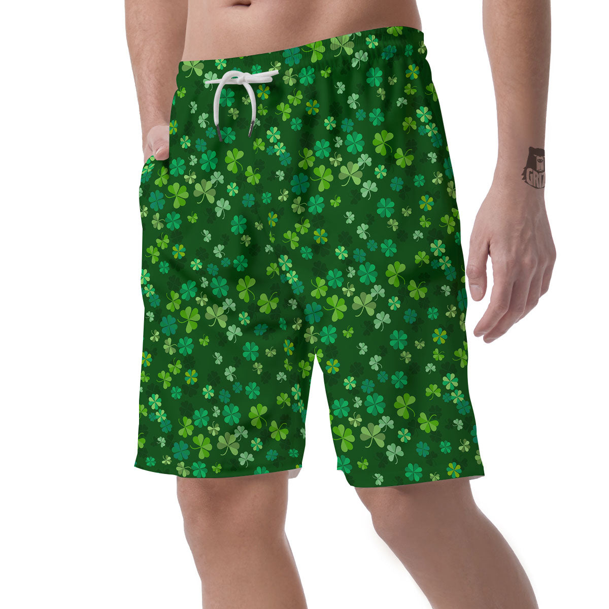 Shamrock Leaf Green Print Pattern Men's Shorts-grizzshop