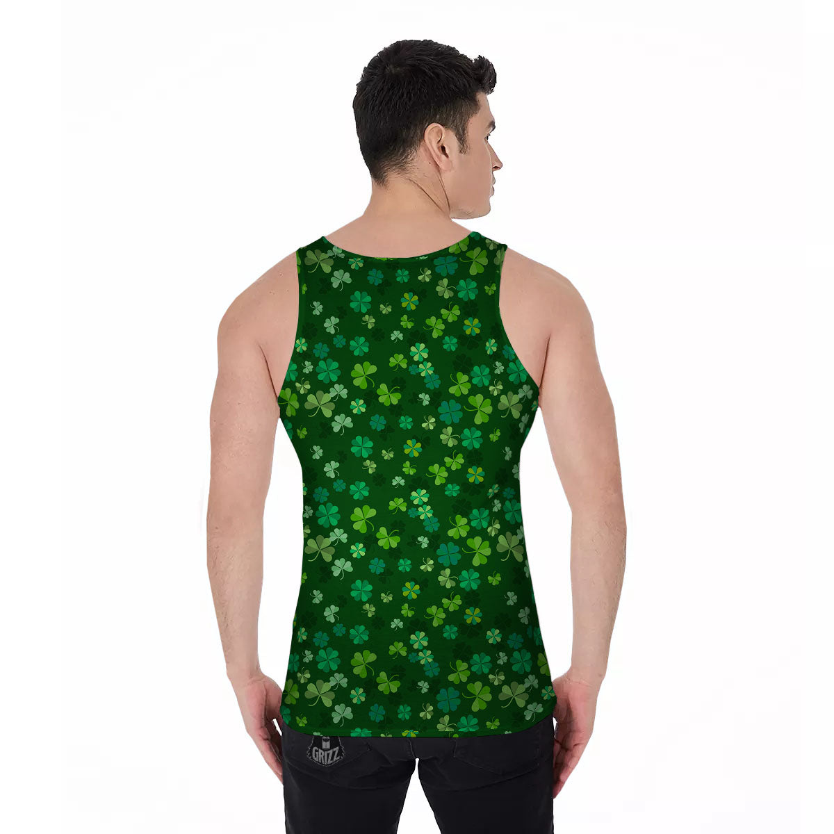 Shamrock Leaf Green Print Pattern Men's Tank Top-grizzshop