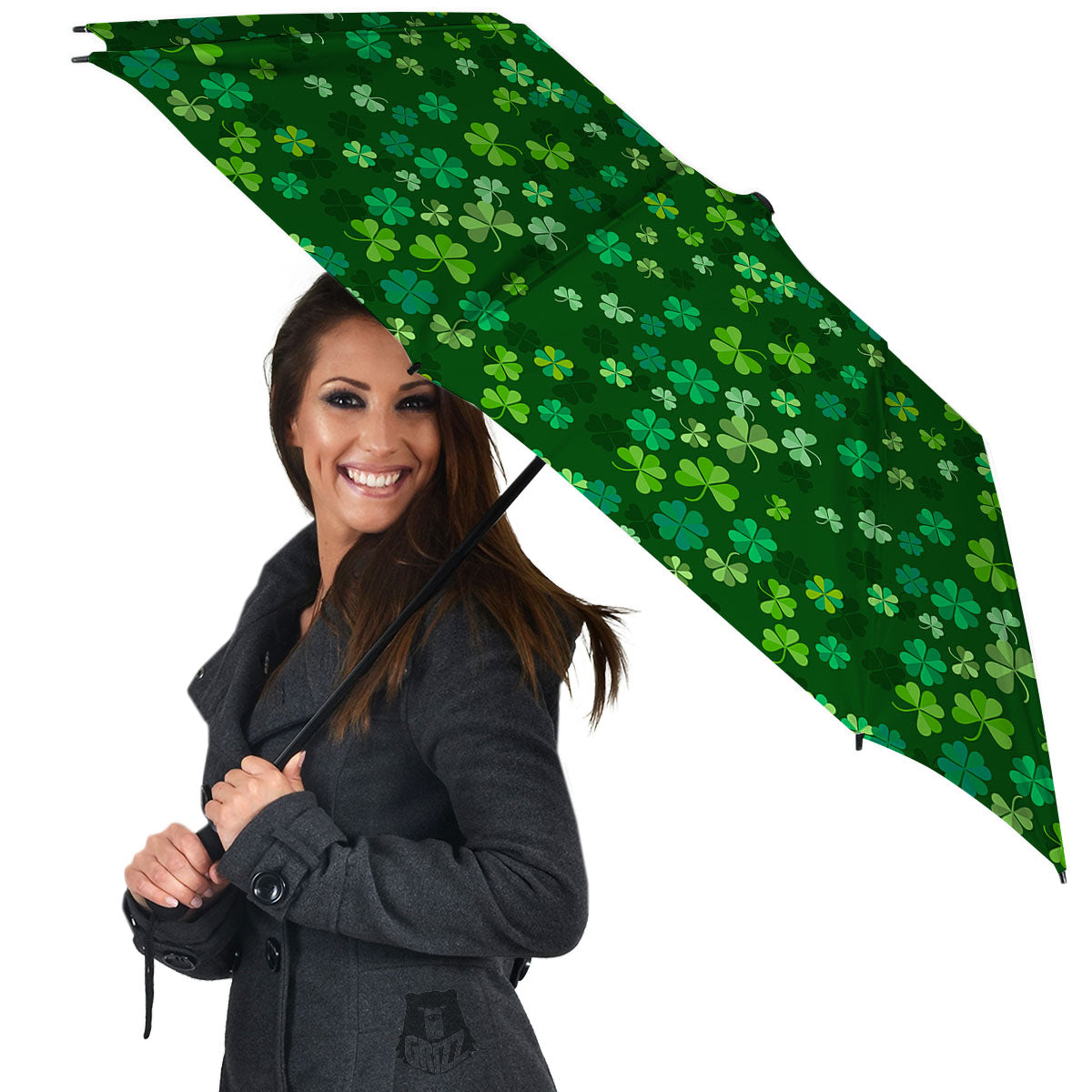 Shamrock Leaf Green Print Pattern Umbrella-grizzshop