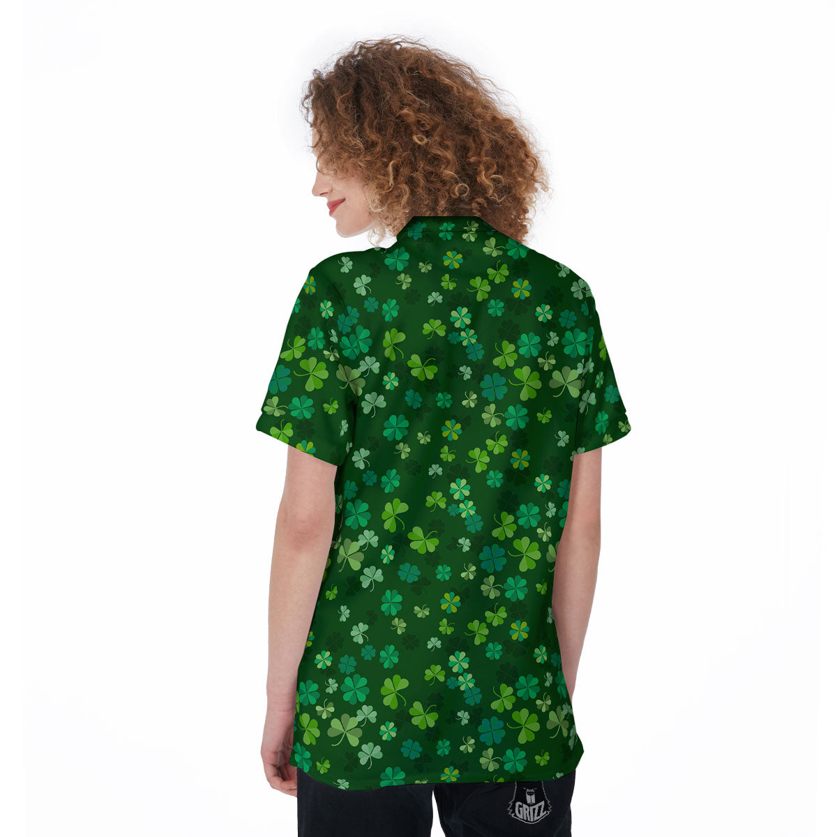 Shamrock Leaf Green Print Pattern Women's Golf Shirts-grizzshop