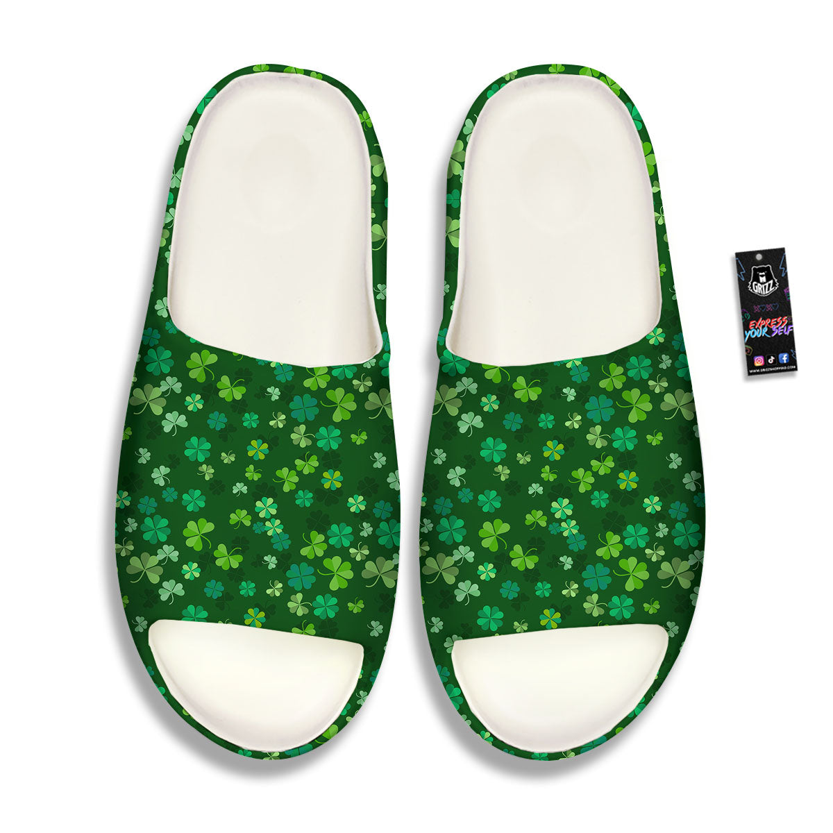 Shamrock Leaf Green Print Pattern Sandals-grizzshop