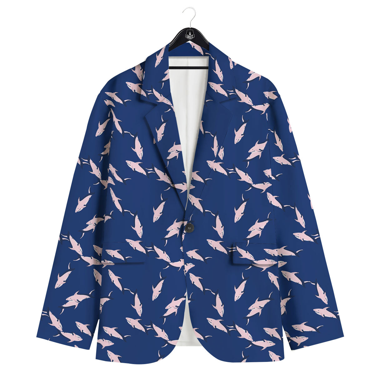 Shark Blue And Pink Print Pattern Men's Sport Coat-grizzshop
