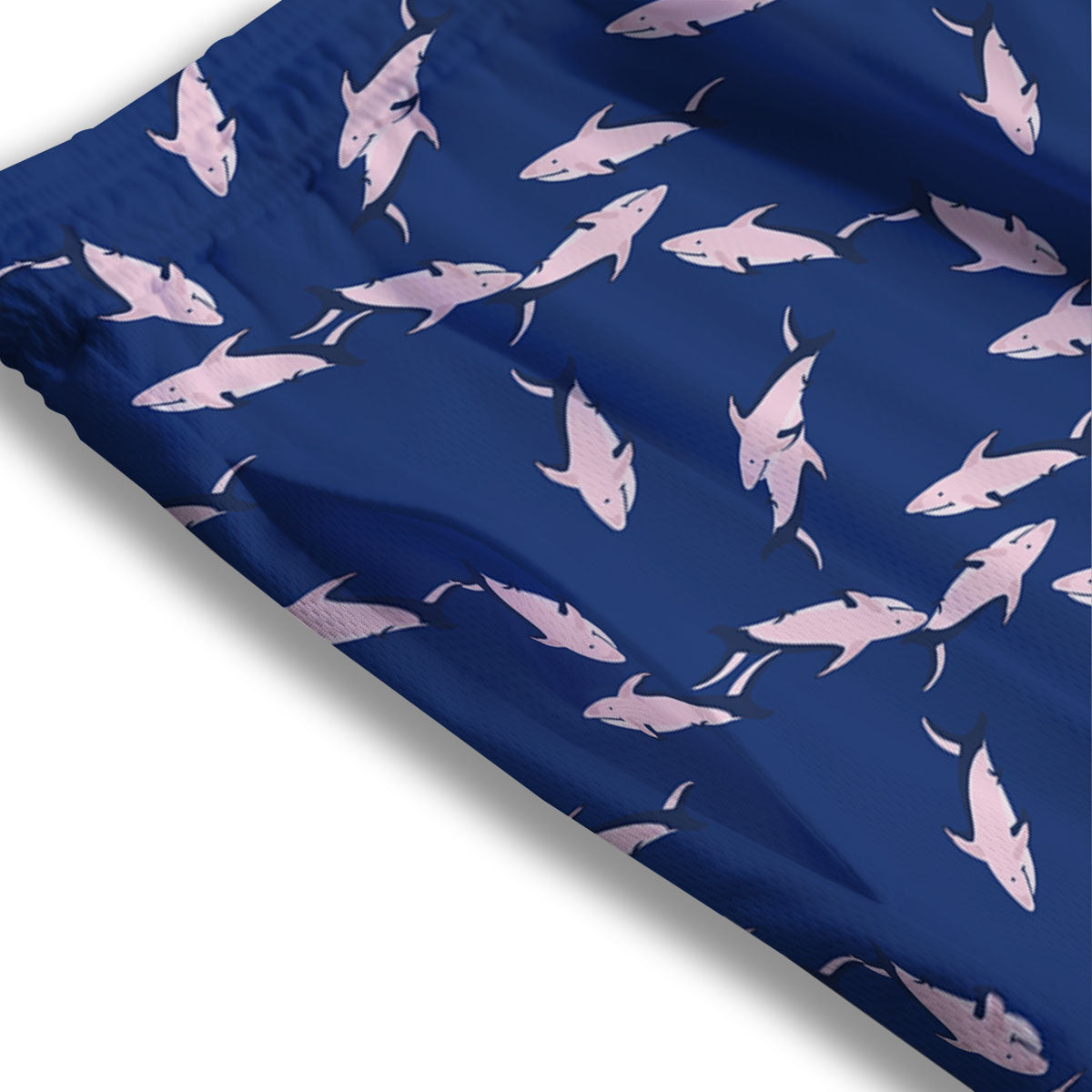 Shark Blue And Pink Print Pattern Mesh Shorts