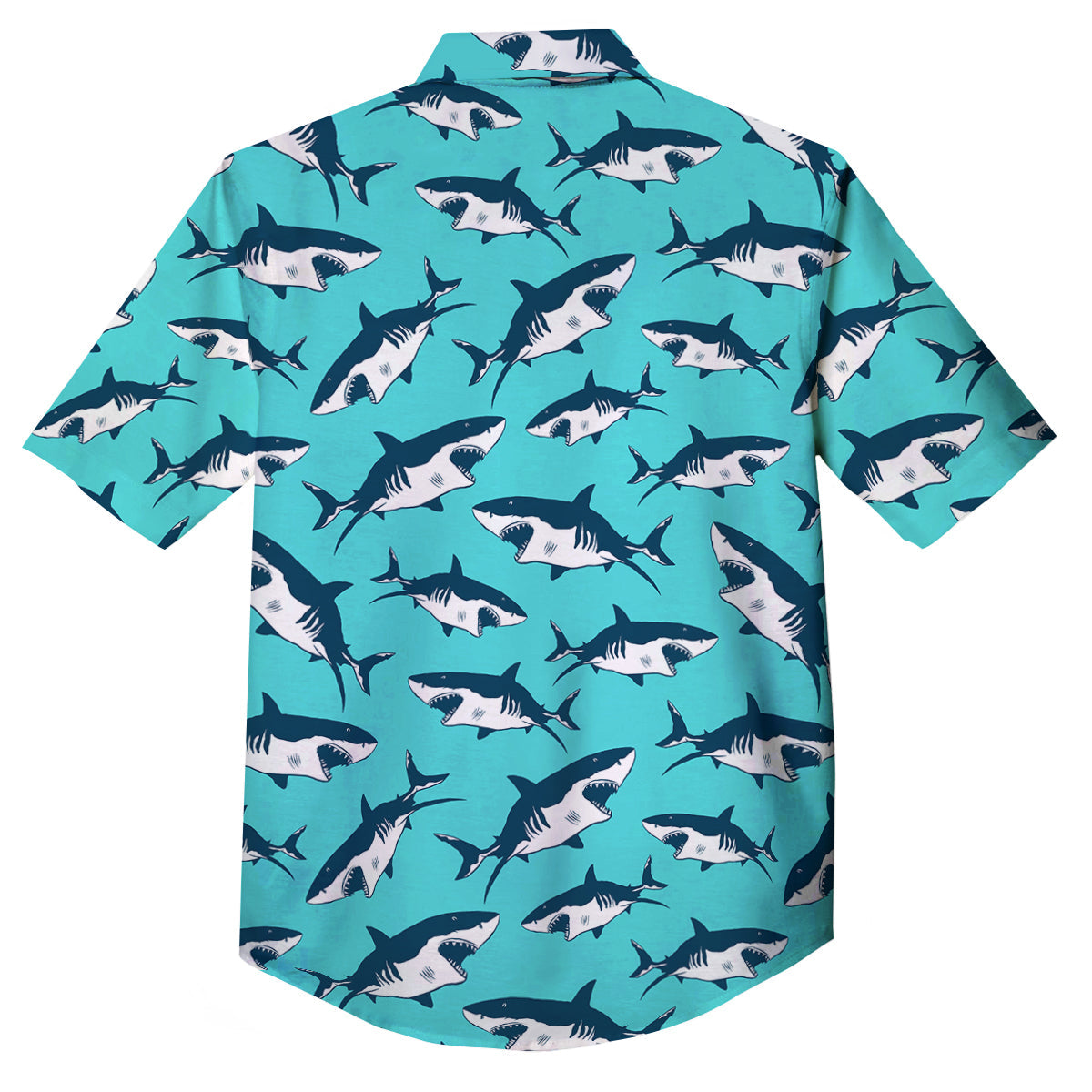 Shark Blue Print Pattern Button Up Shirt-grizzshop