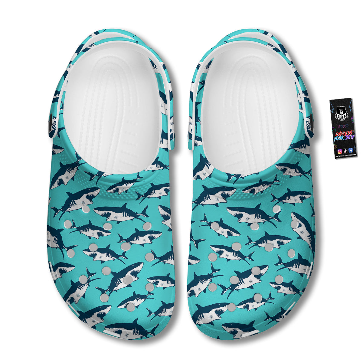 Shark Blue Print Pattern Clog-grizzshop