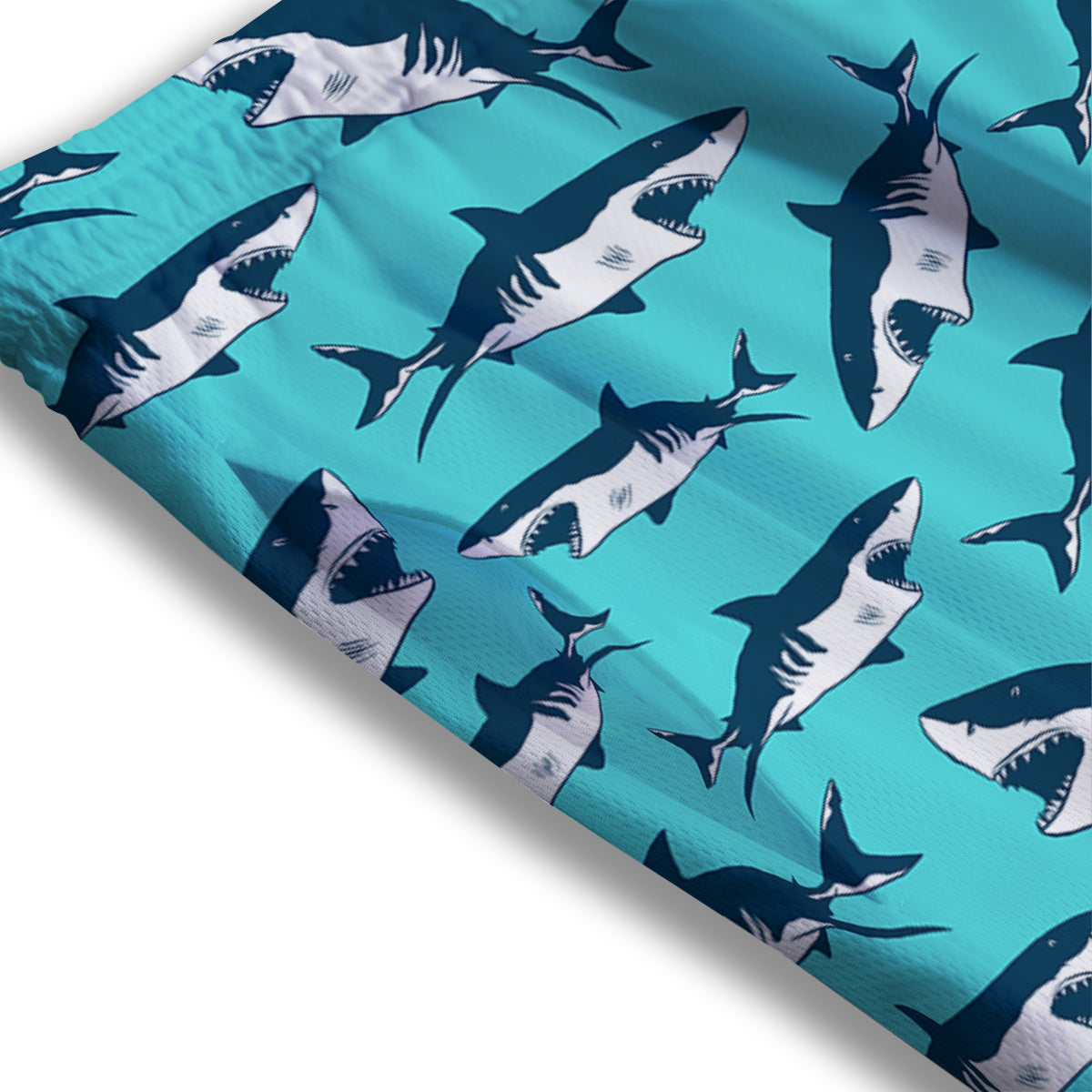 Shark Blue Print Pattern Mesh Shorts