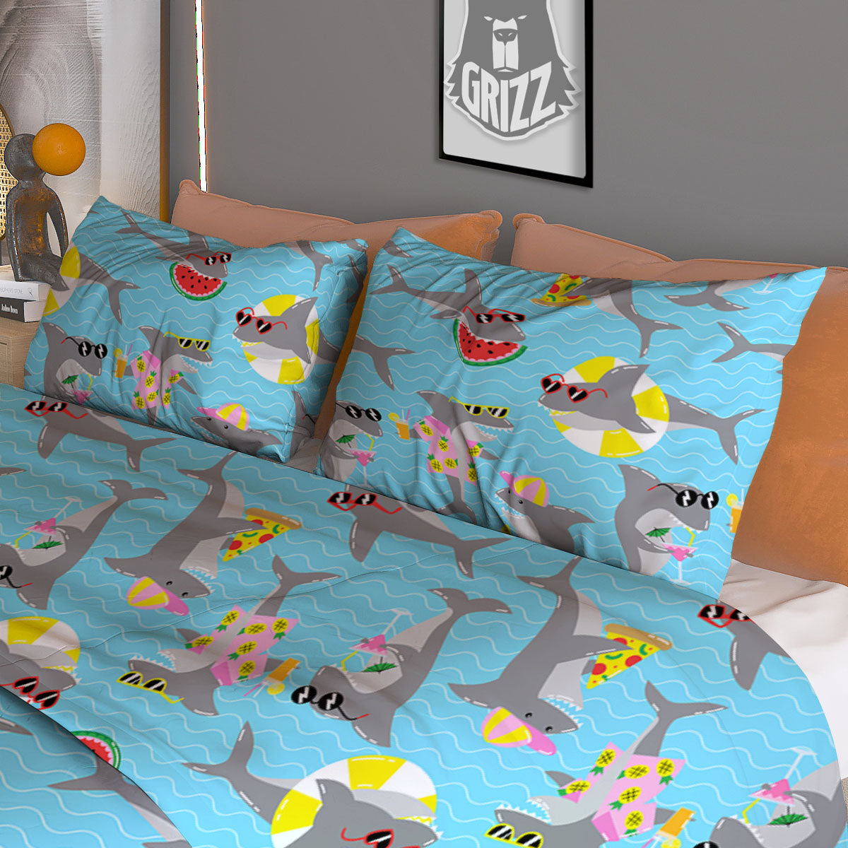 Rooster Embroidery Print Pattern Duvet Cover Bedding Set