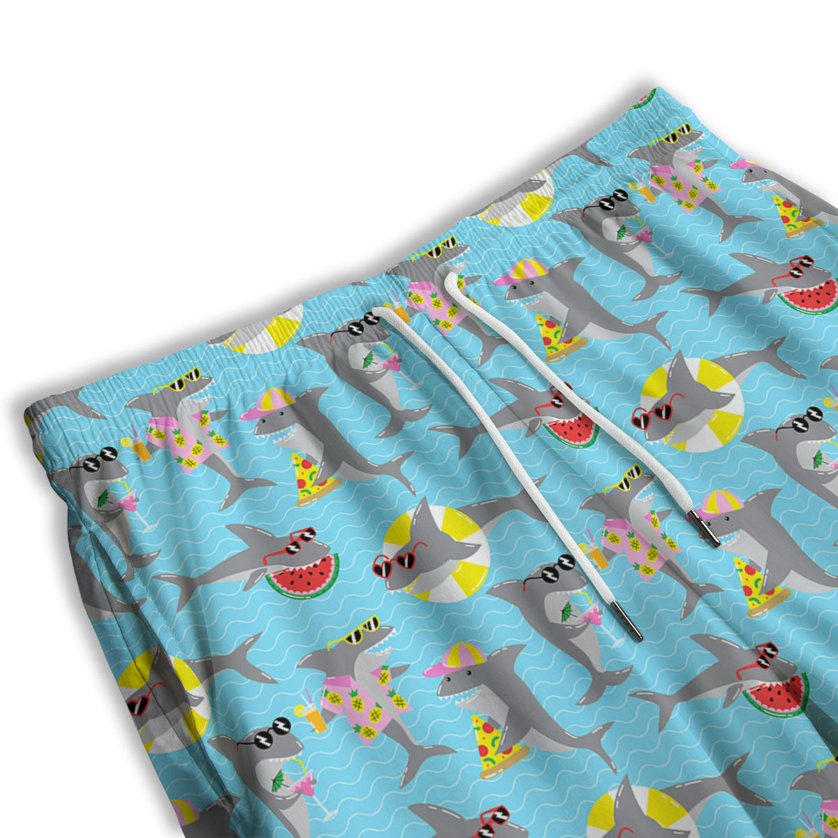 Shark Cartoon Print Pattern Men's Athletic Shorts