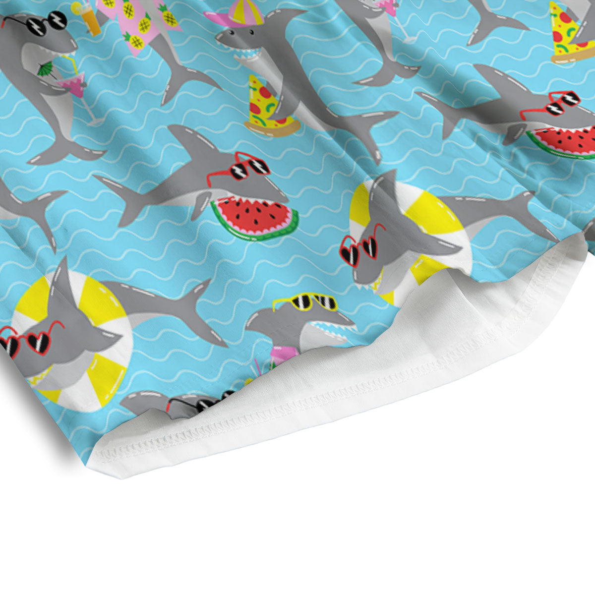 Shark Cartoon Print Pattern Men's Athletic Shorts