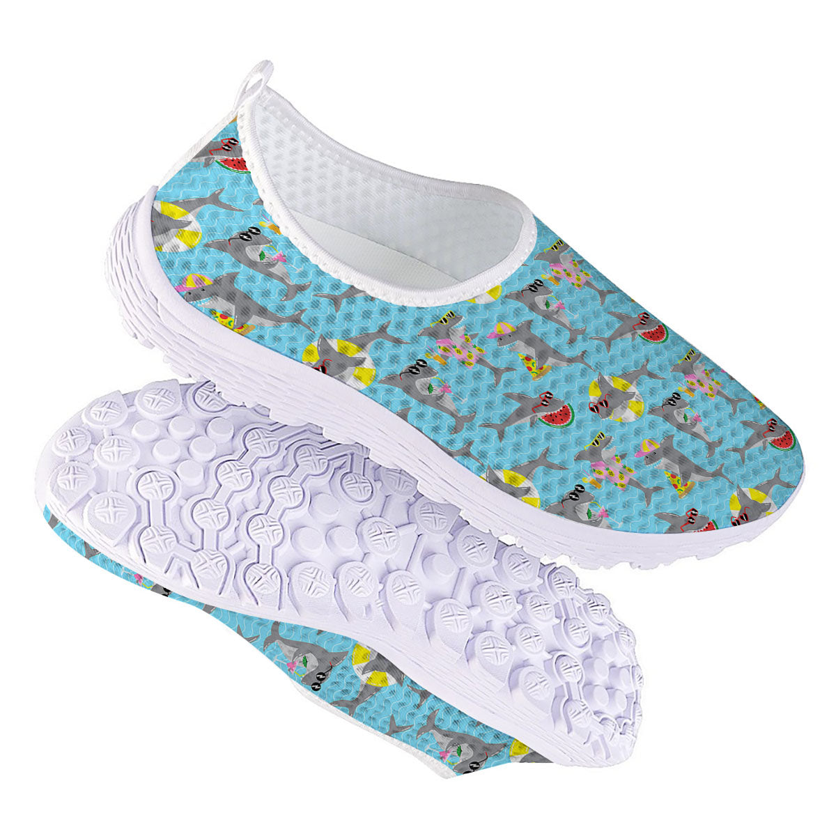 Shark Cartoon Print Pattern Nurse Shoes-grizzshop
