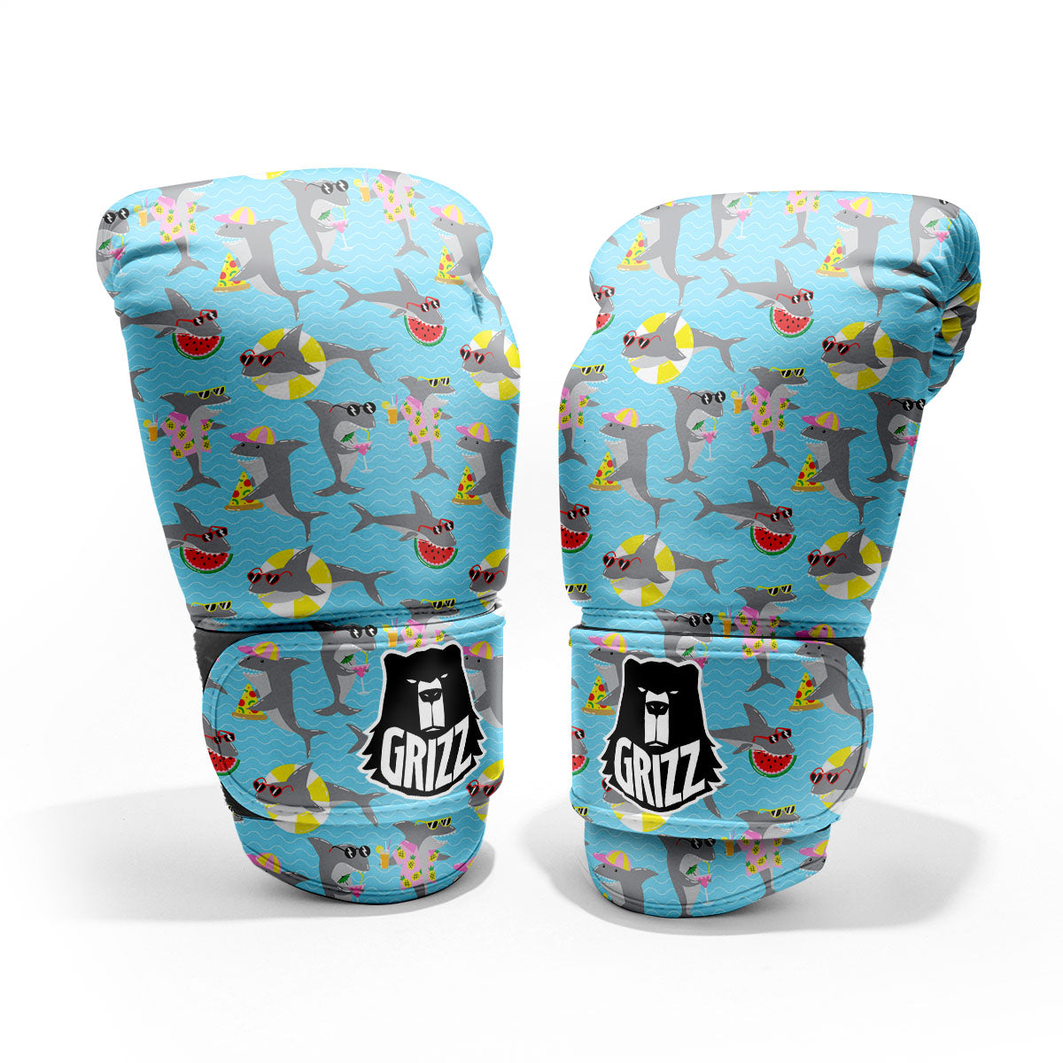 Shark Cartoon Print Pattern Pro Boxing Glove