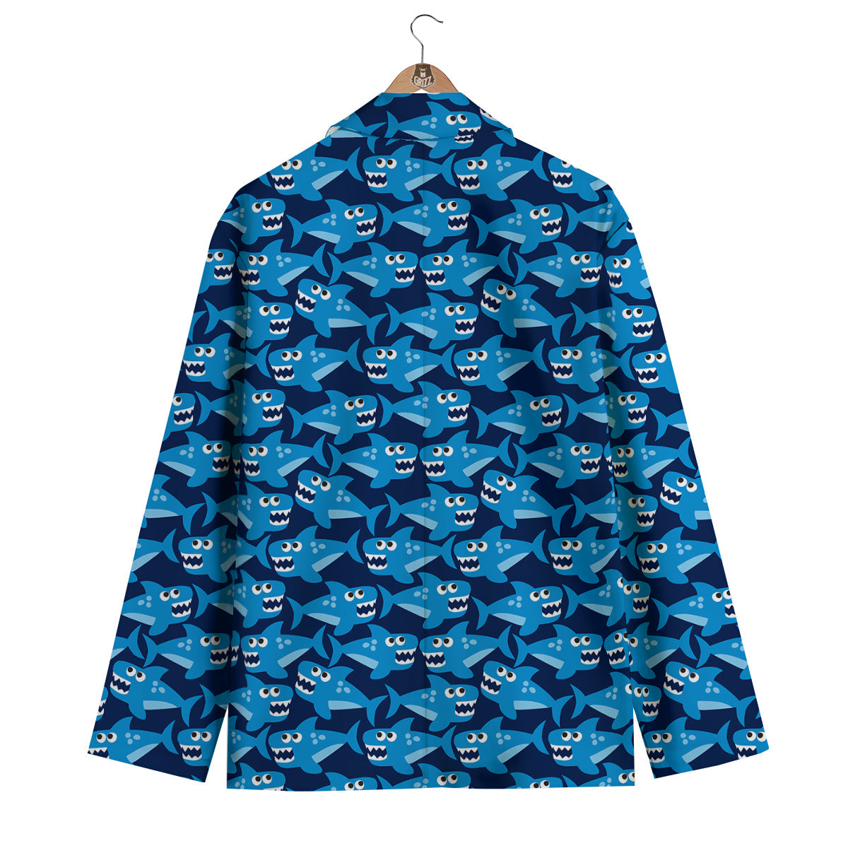 Shark Circling Cartoon Pattern Print Men's Blazer-grizzshop