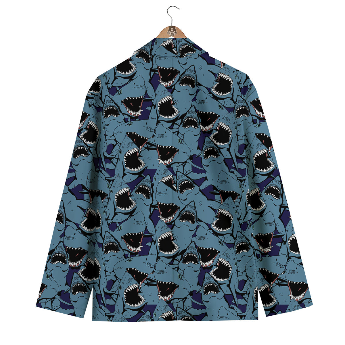 Shark Circling Pattern Print Men's Blazer-grizzshop