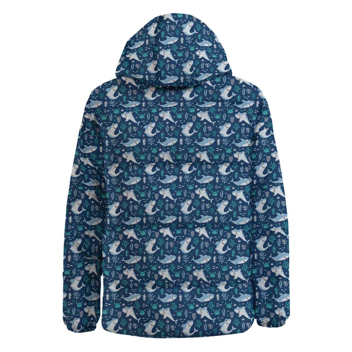 Shark Cute Print Pattern Down Jacket-grizzshop
