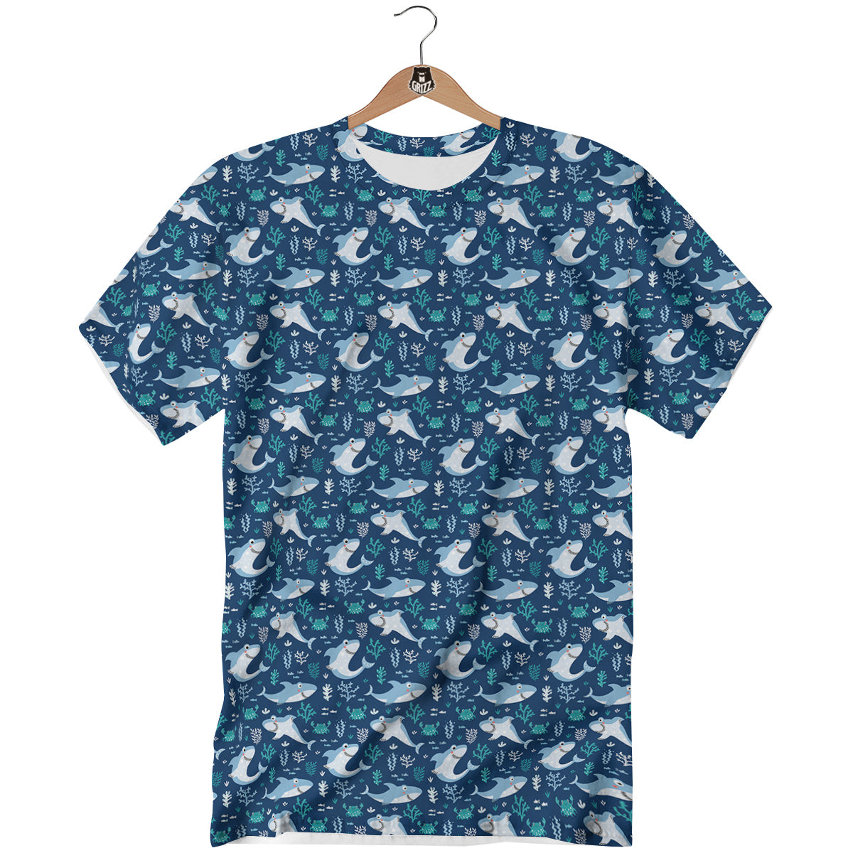 Shark Cute Print Pattern T-Shirt-grizzshop
