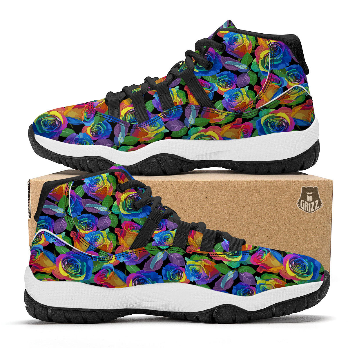 Shark Cute White Print Pattern Black Bball Shoes-grizzshop