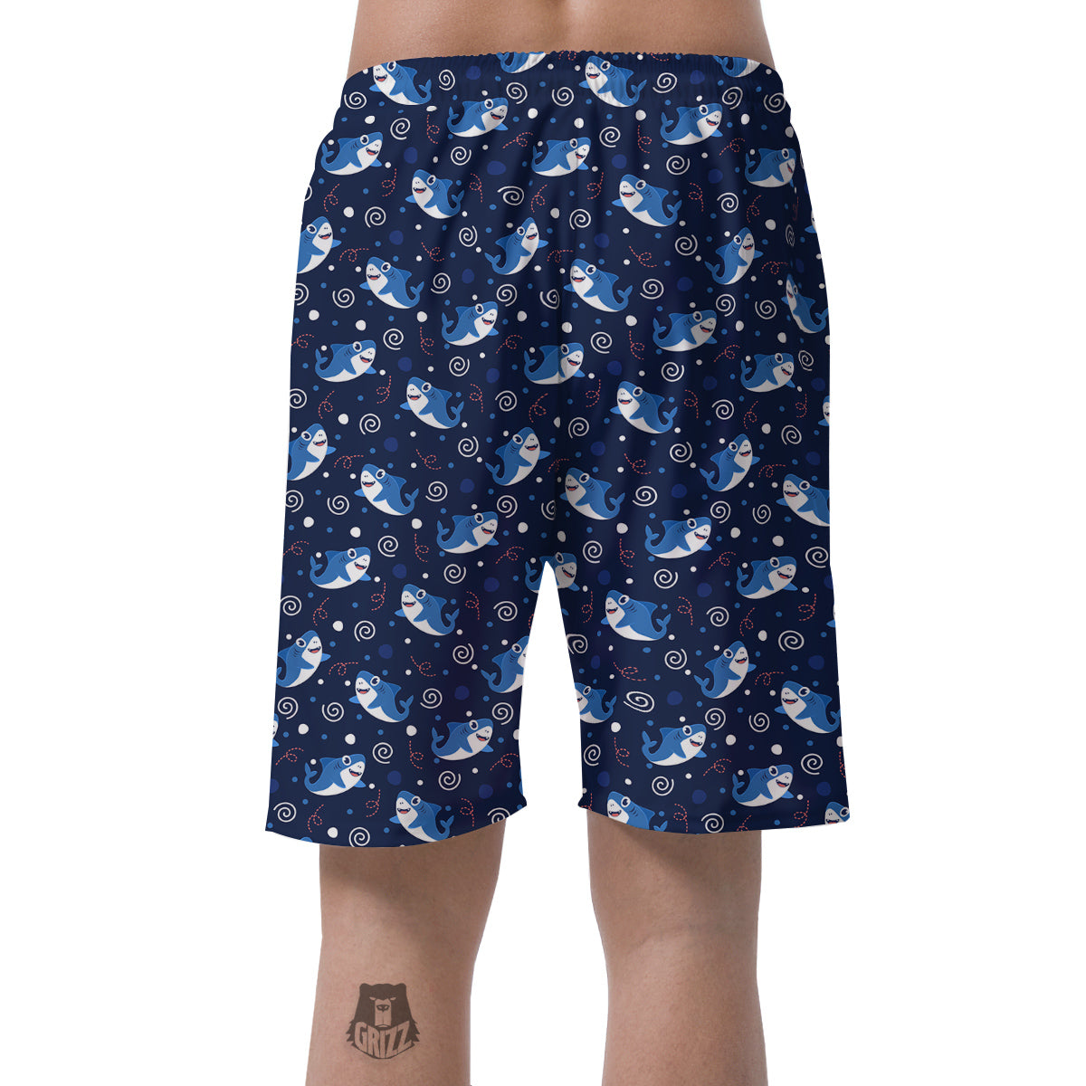 Shark Cute White Print Pattern Men's Shorts-grizzshop