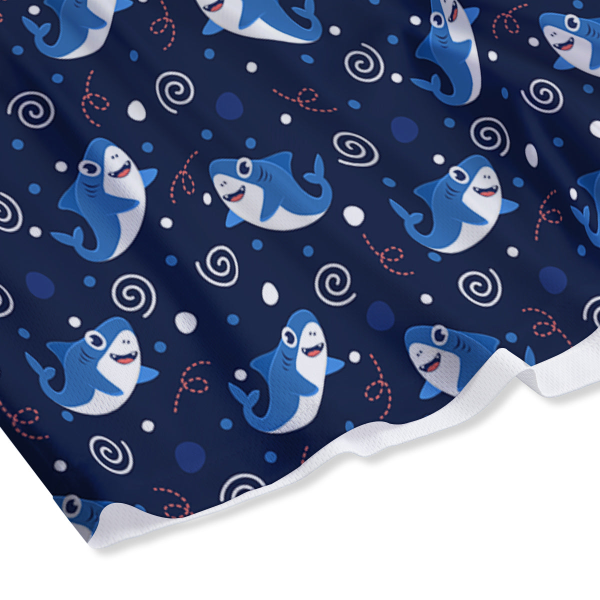 Shark Cute White Print Pattern Mesh Shorts