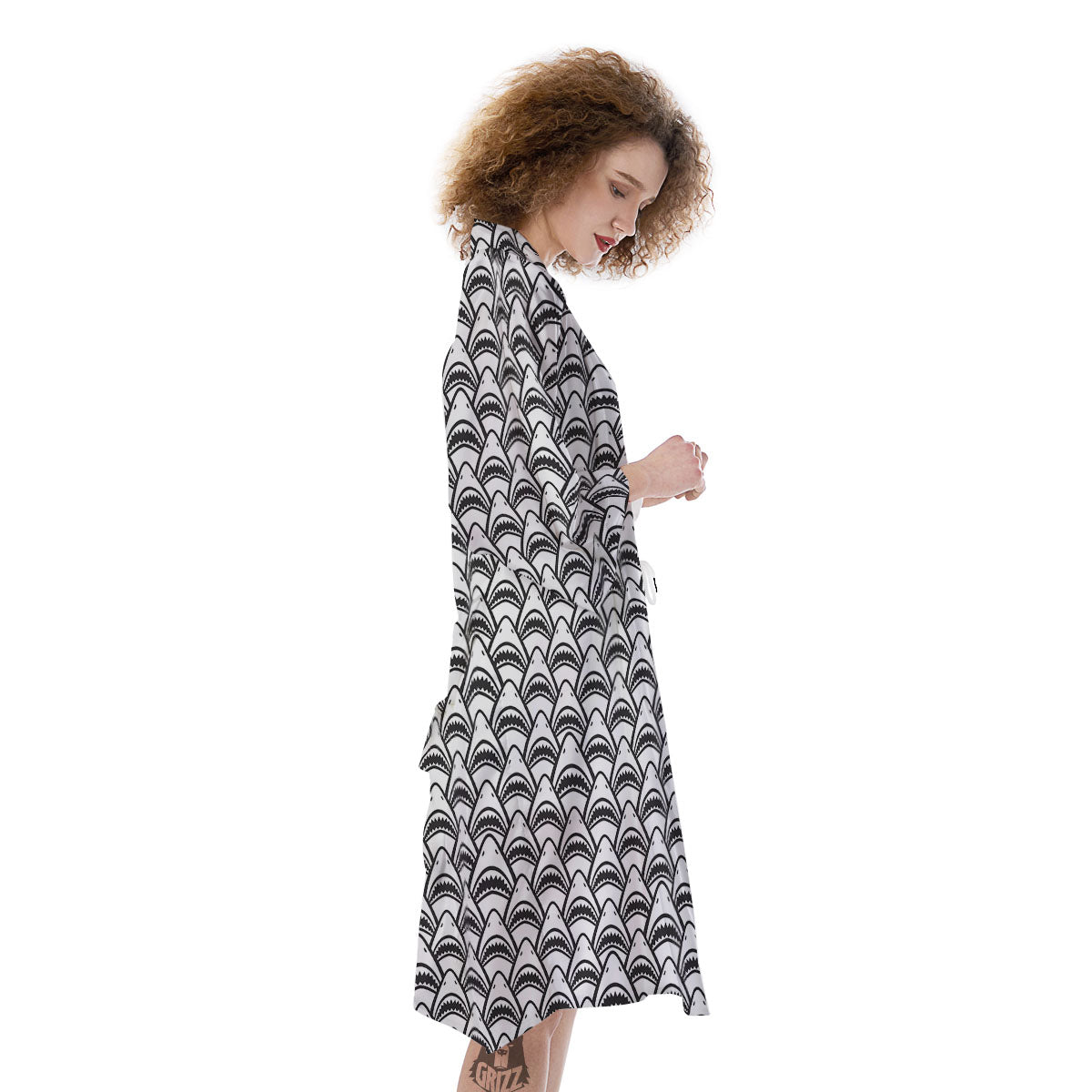 Shark Doodle Print Pattern Kimono-grizzshop
