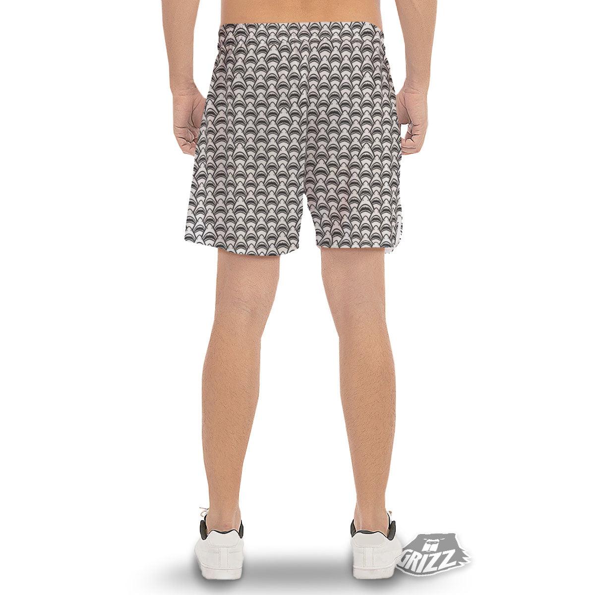 Shark Doodle Print Pattern Men's Gym Shorts-grizzshop